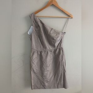J. Crew Silk Formal Taupe One Shoulder Mini Cocktail Dress Size 10